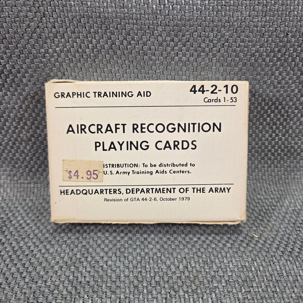 Vintage 1979 US Army Aircraft Recognition Playing Cards Deck GTA 44-2-10 Spotter